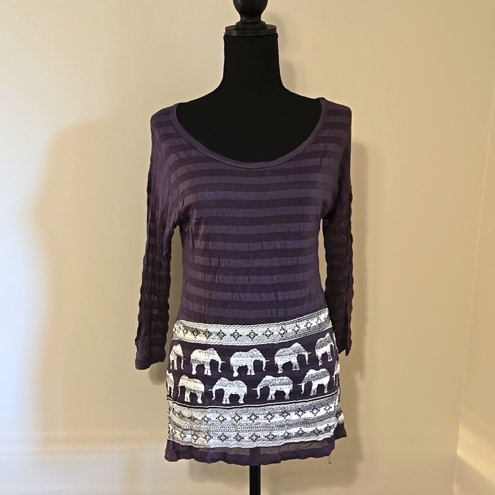 NWOT Spoiled Gray Striped Tunic Shirt